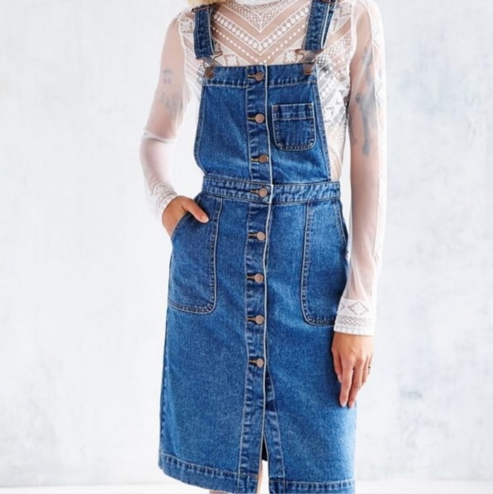 UO denim overall dress
